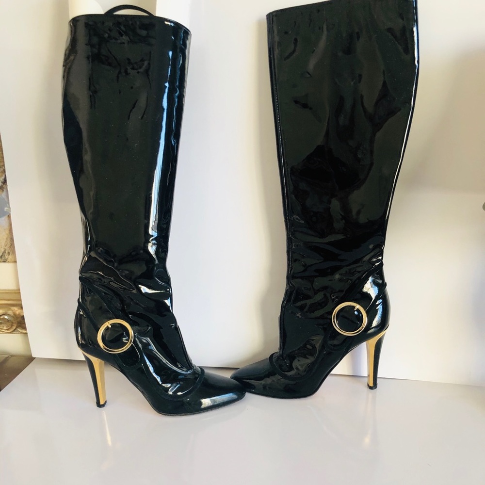 Jimmy Choo Black-patent Knee Boots